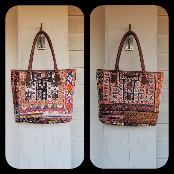 Artisan Banjara zari Boho  Embroidered bag Handmade Patchwork Repurposed - Picture 5 of 16